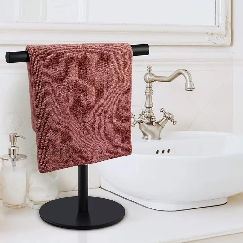 Portasciugamani in acciaio inossidabile Portasciugamani a forma di T autoportante Portasciugamani da bagno Supporto per bagno Cucina Vanity Countertop