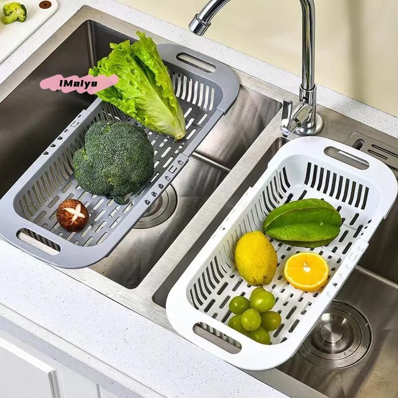 M-1Pc Scolapiatti Retrattile in Plastica per Lavello, Porta Stoviglie e Bacchette, Cesto Scolapiatti per Verdure da Cucina Domestica