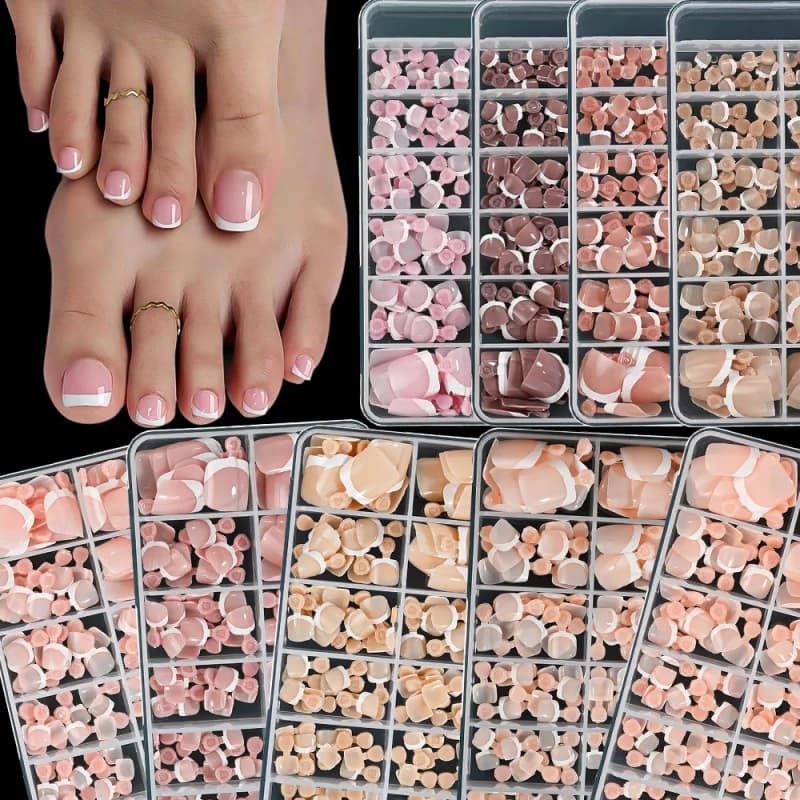 120pcs Square French Tips Toe Press On Nails Berry Pink Matte Full Cover Fake Toenail Tips Soft Gel Toe Nails Extension