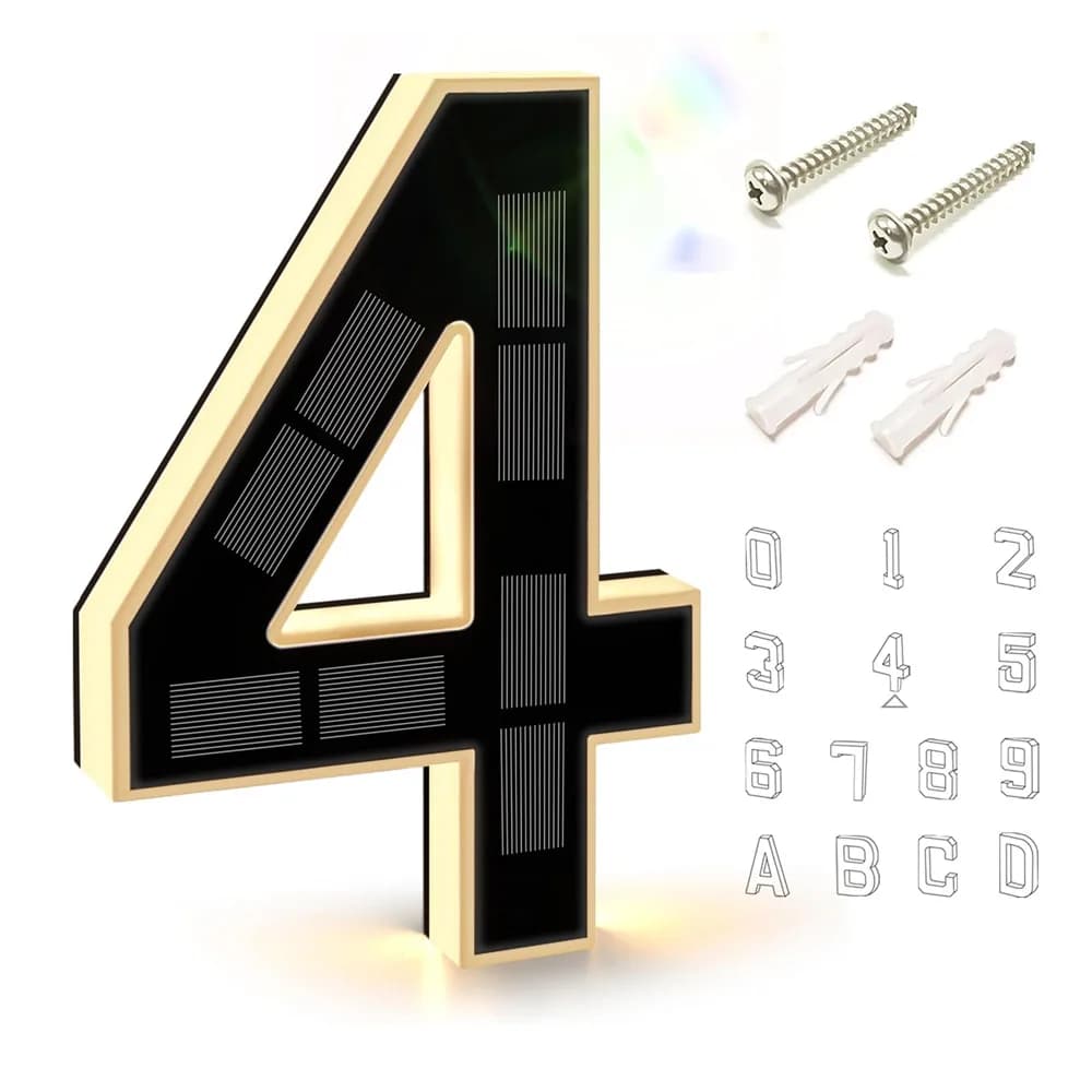 12cm Solar Outdoor House Number Light Waterproof LED Address Sign Lamp With Solar Panel For Home Yard Garden Door Decor