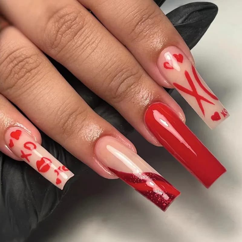 24 pezzi rosa sfumato stampa sulle unghie tinta unita unghie finte dolce minimalista quadrato nail art copertura completa glitter unghie finte punte