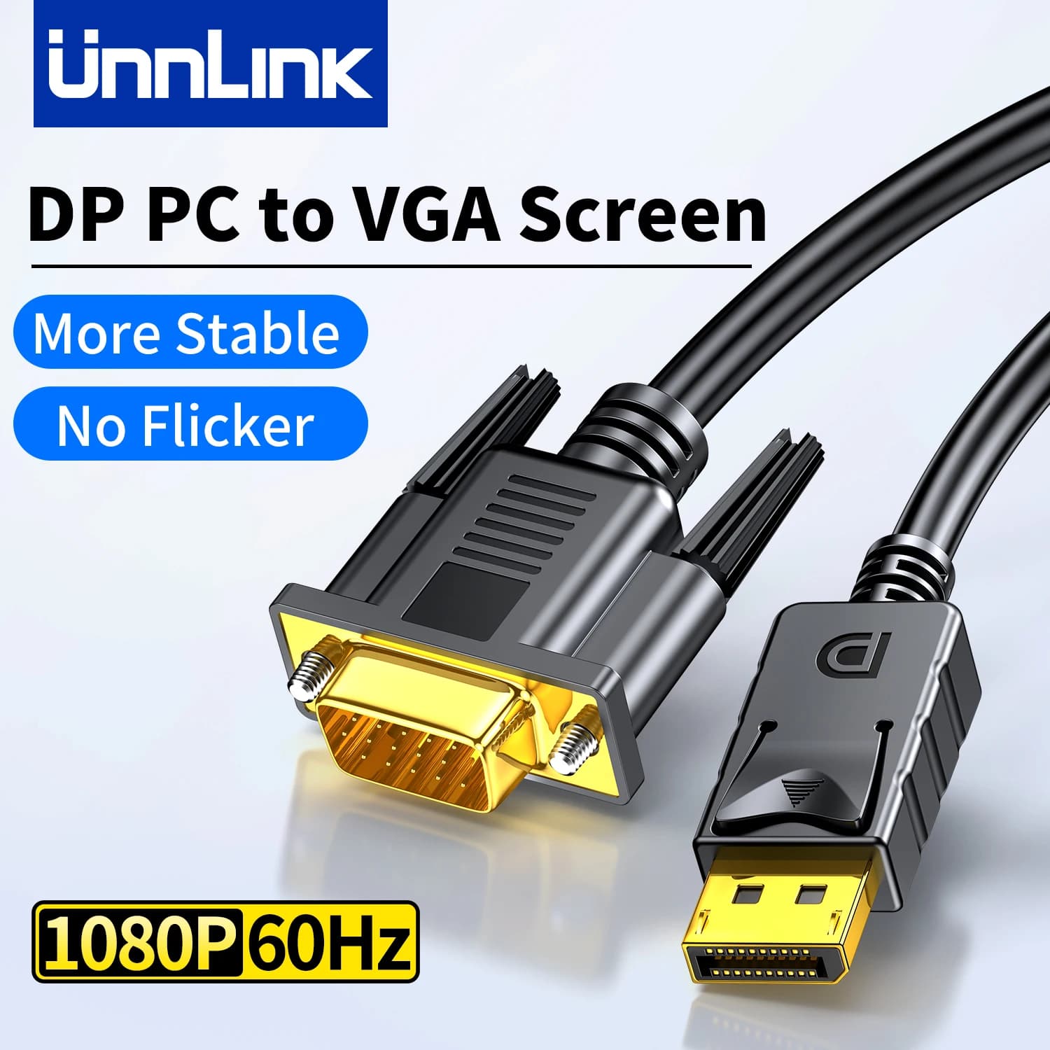 Cavo DP a VGA attivo Unnlink, convertitore per computer/laptop DisplayPort 1080P a monitor VGA/proiettore 1,8 m/5,9 piedi