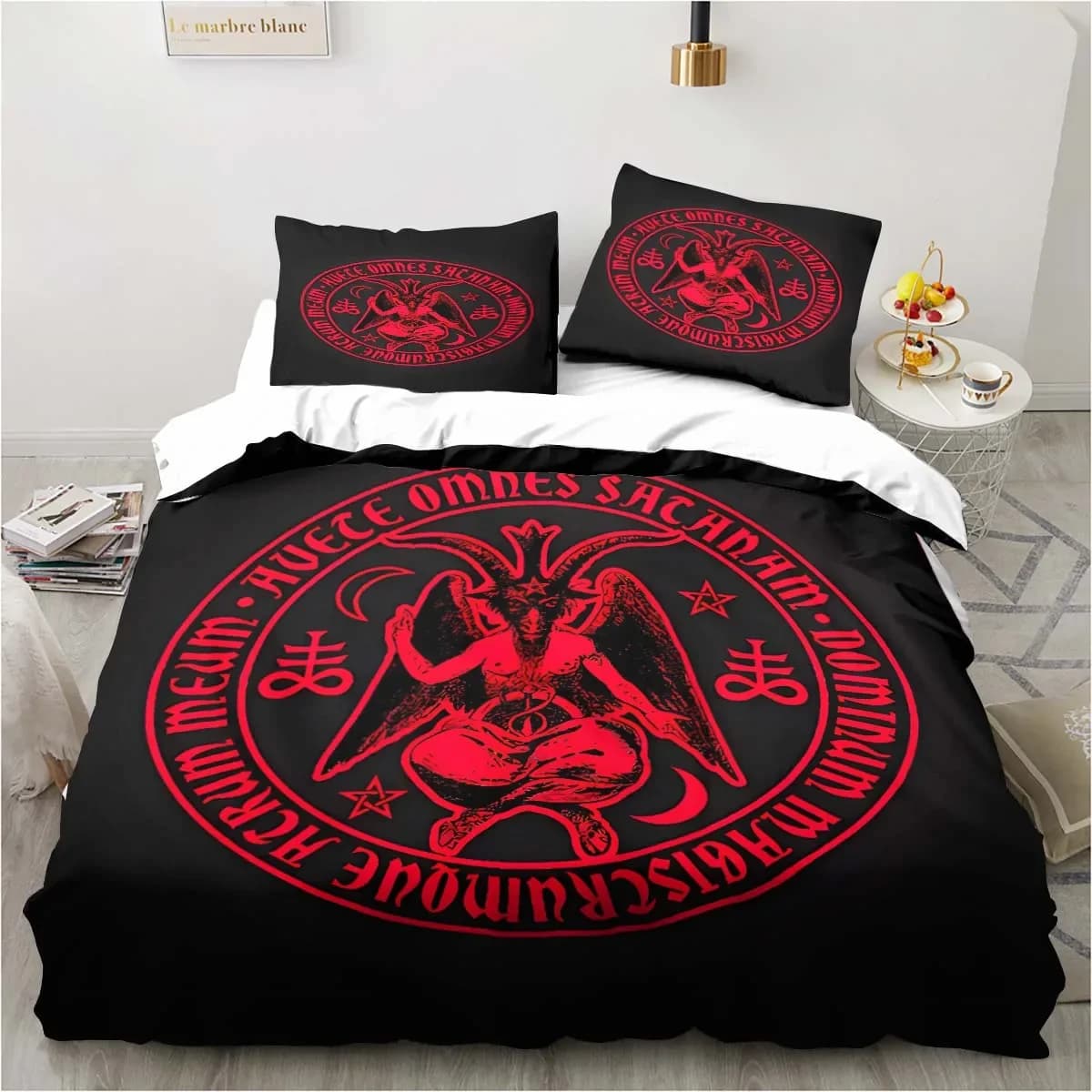 Bed linen Satanic Demon Double bed linen Hell Death Set Quilt Set 3 pieces Double bed cover King Cover House textiles
