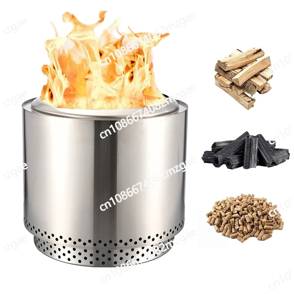 Large Stainless Steel Smokeless Wood Stove for External Courtyard and Camping