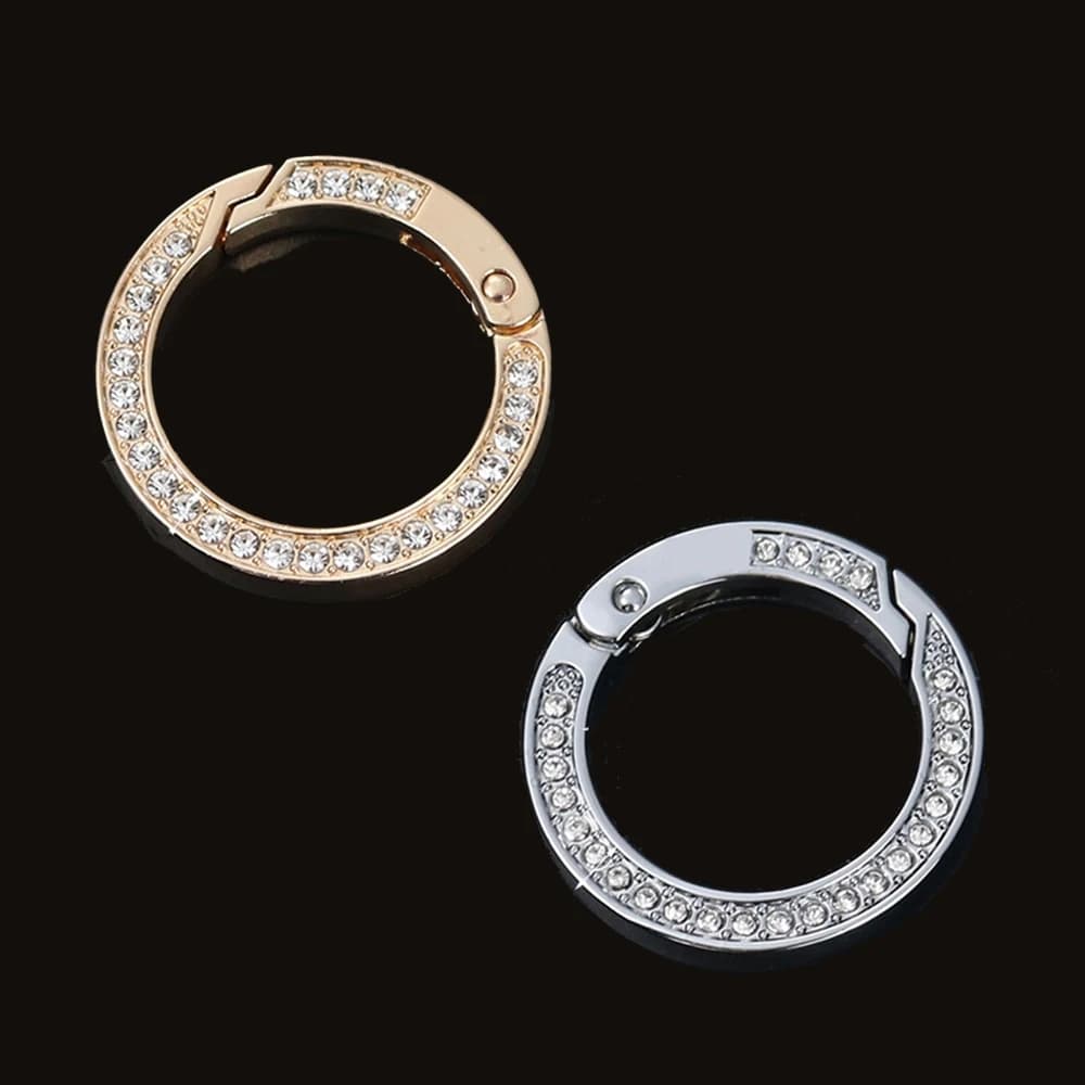 5 pezzi O-ring in metallo rotondo apribile moschettone strass fibbia a molla portachiavi portachiavi fai da te borsa portachiavi per auto accessori per gioielli