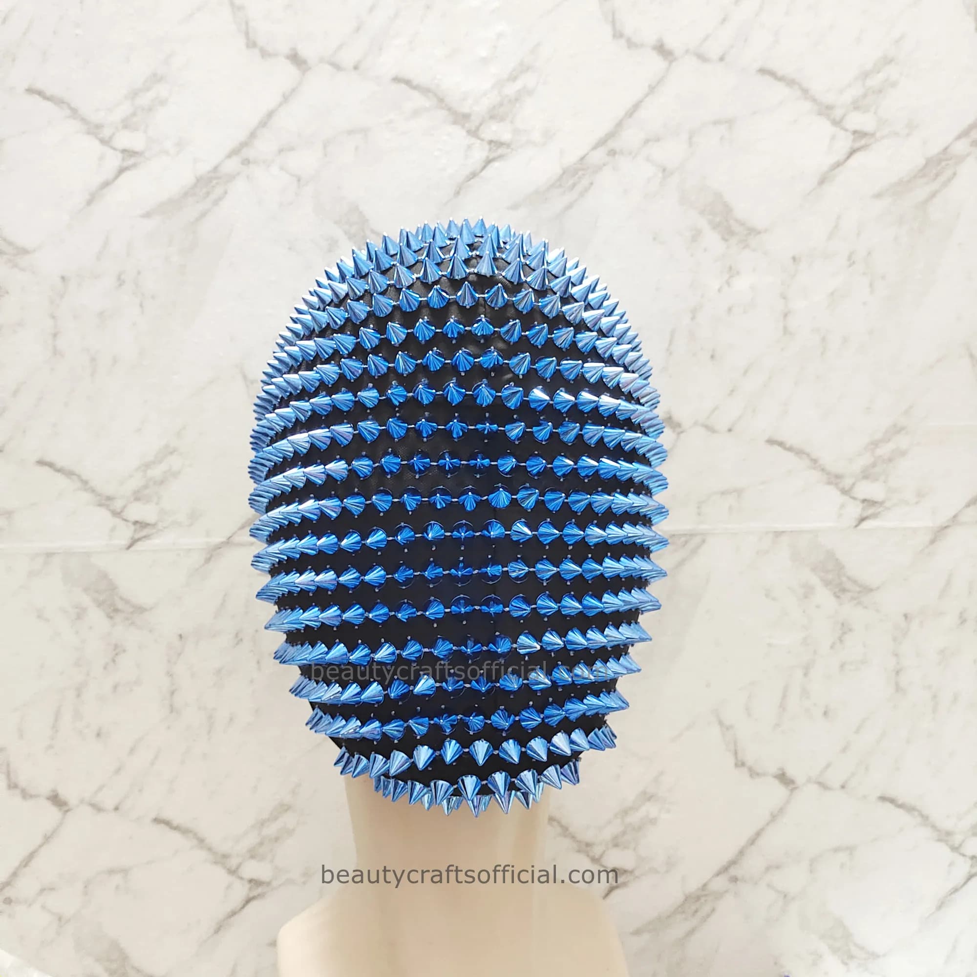 Funny Blue Mask with Studs and Rivets, Full Face Cover with Jewelry, Halloween Mask and Mask