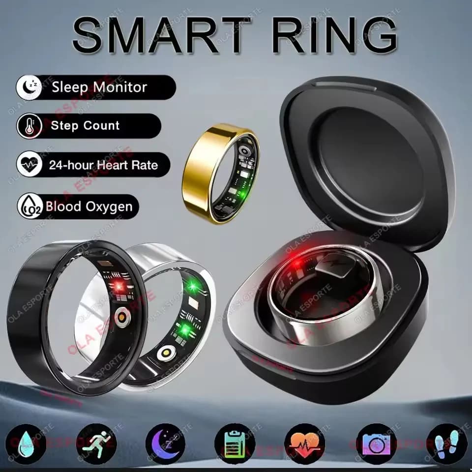 New R09 Smart Ring Man Woman with charging case, heart rate, blood oxygen, skin temperature monitor, 5ATM waterproof for Android IOS