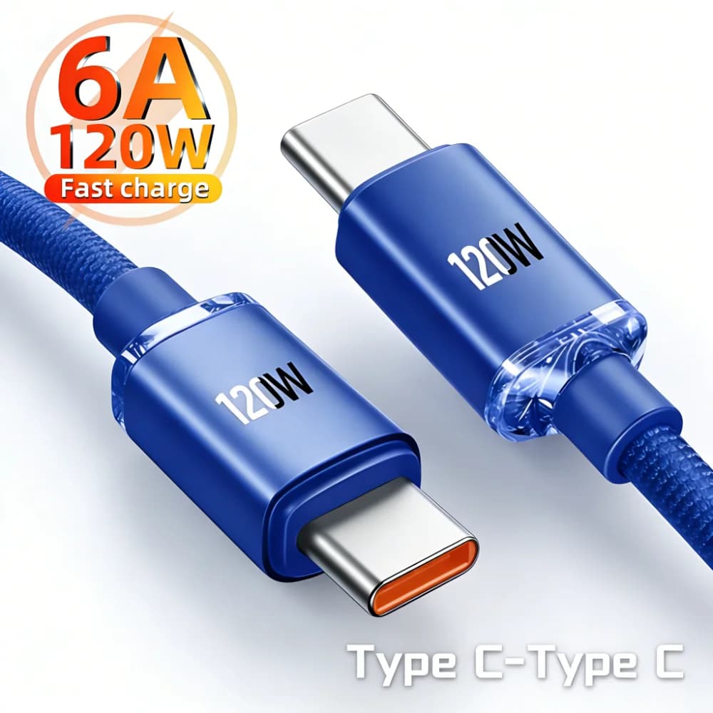 Cavo USB C da 120W 6A per ricarica super rapida, cavo dati per iPhone, Samsung, Xiaomi, ricarica rapida PD, da Tipo C a Tipo C