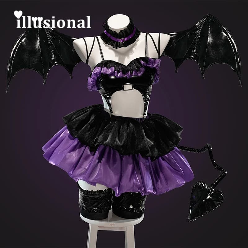 illusion Anime DATE A LIVE Tokisaki Kurumi Cosplay Costume Purple Small Devil Swimsuit For Women Halloween Costumes