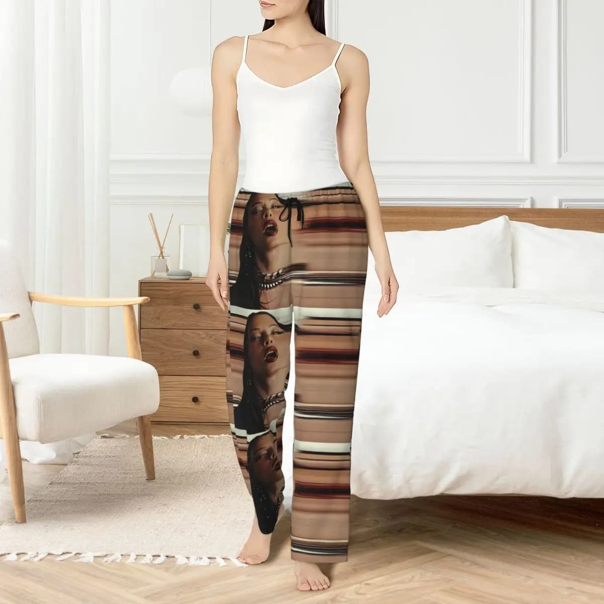 Nina Chuba pajamas trousers with custom print Night pants for women's music singers with pockets