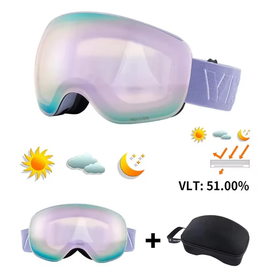 VECTOR Occhiali da sci cilindrici Maschio Femmina Doppi strati Occhiali da snowboard Adulto Anti-fog UV400 Skate Occhiali da sci Occhiali