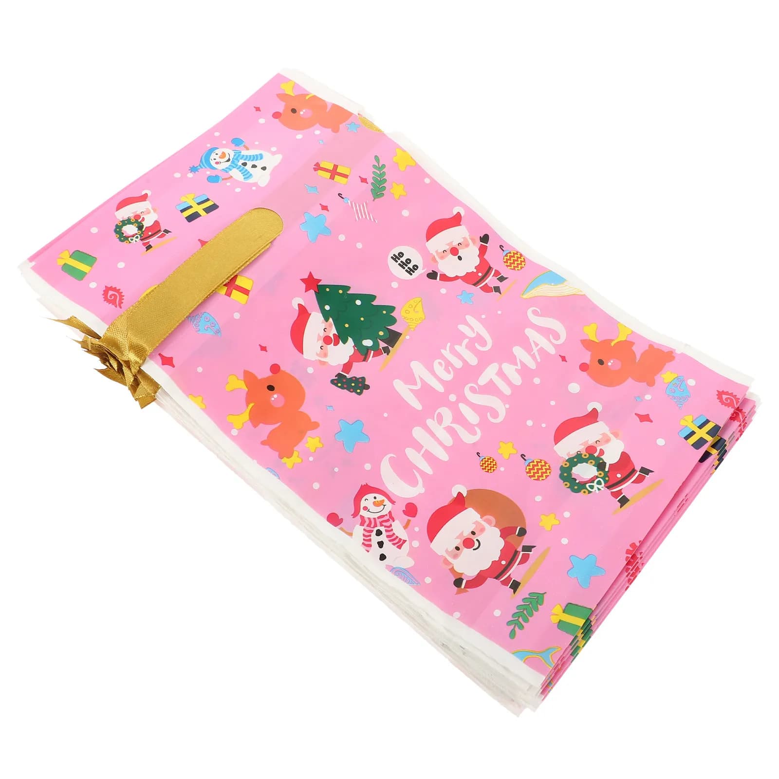 50 Sacchetti Rosa per Confezioni Alimentari Natalizie 15x23 con Cordoncino, Sacchetti Regalo per Dolcetti, Contenitori per Feste Natalizie
