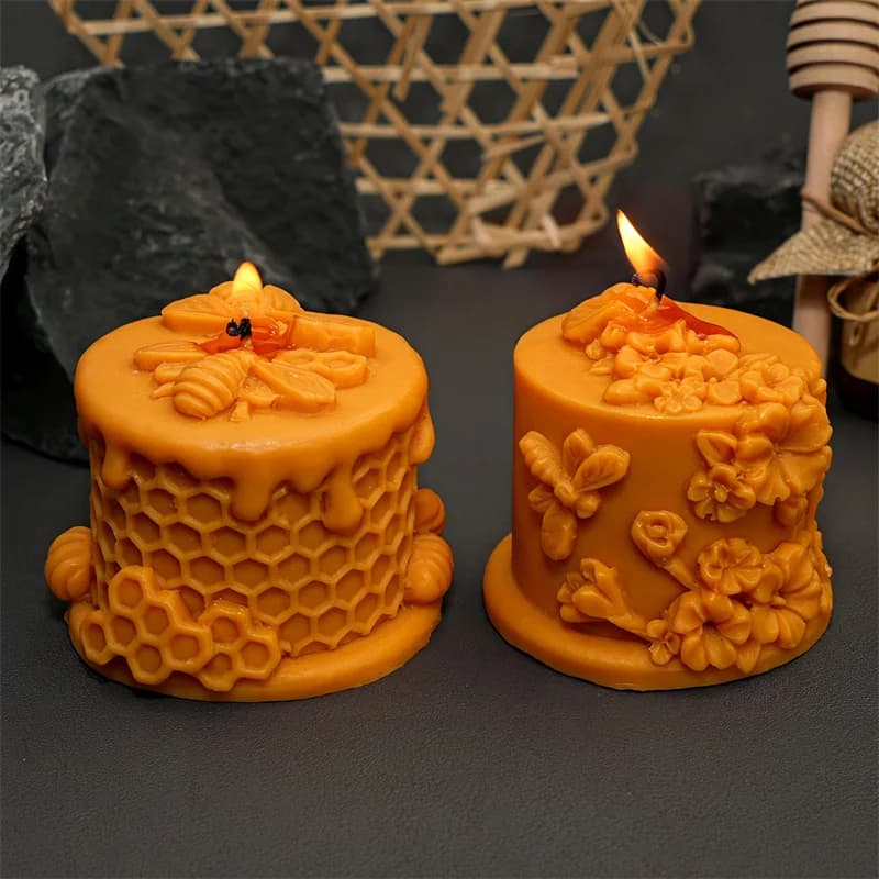 Stampo per candele in silicone con ape a nido d'ape 3D Torta di api fai da te Forme di fiori Candele Gesso Decorazioni per la casa Regalo