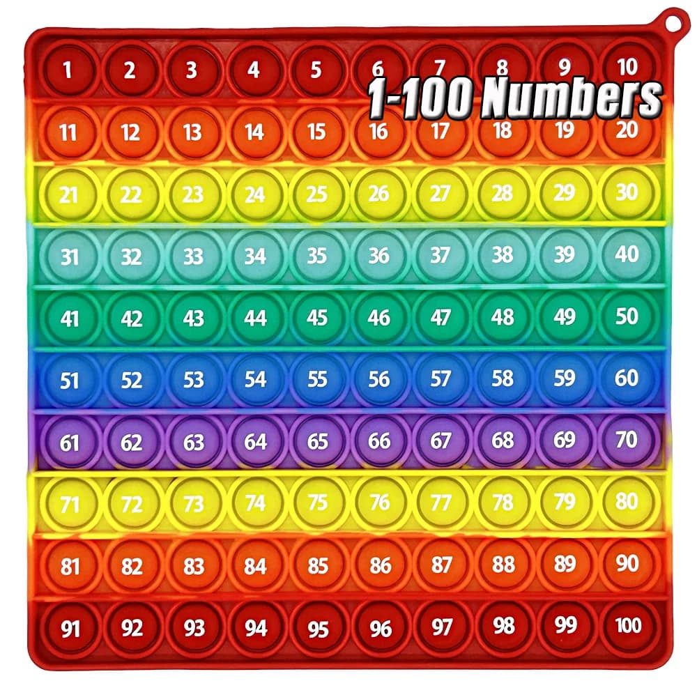 Numeri 1-100 Giochi di conteggio Giocattoli agitati, Giochi di apprendimento matematico arcobaleno in silicone Giocattoli pop educativi per bambini in età prescolare