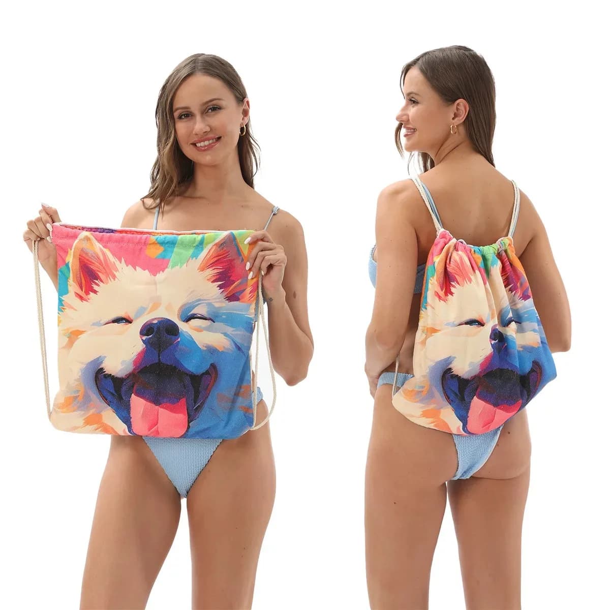 Asciugamano multifunzionale 2 in 1 Asciugamano da bagno da spiaggia o borsa pieghevole da viaggio portatile essenziale morbido e durevole
