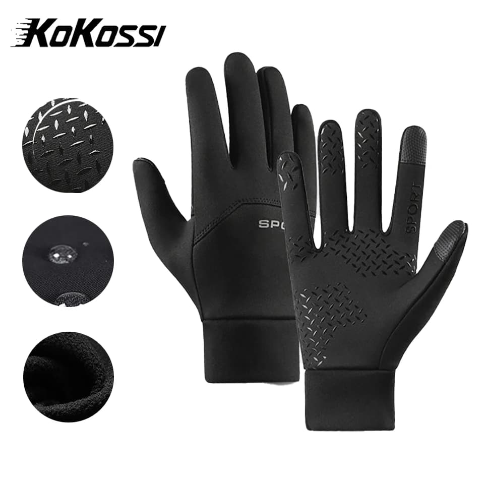 KoKossi Winter Warm Full Finger Gloves Touch Screen Non-slip Gym Fitness Outdoor Windproof Sports Running Glove For Men Women