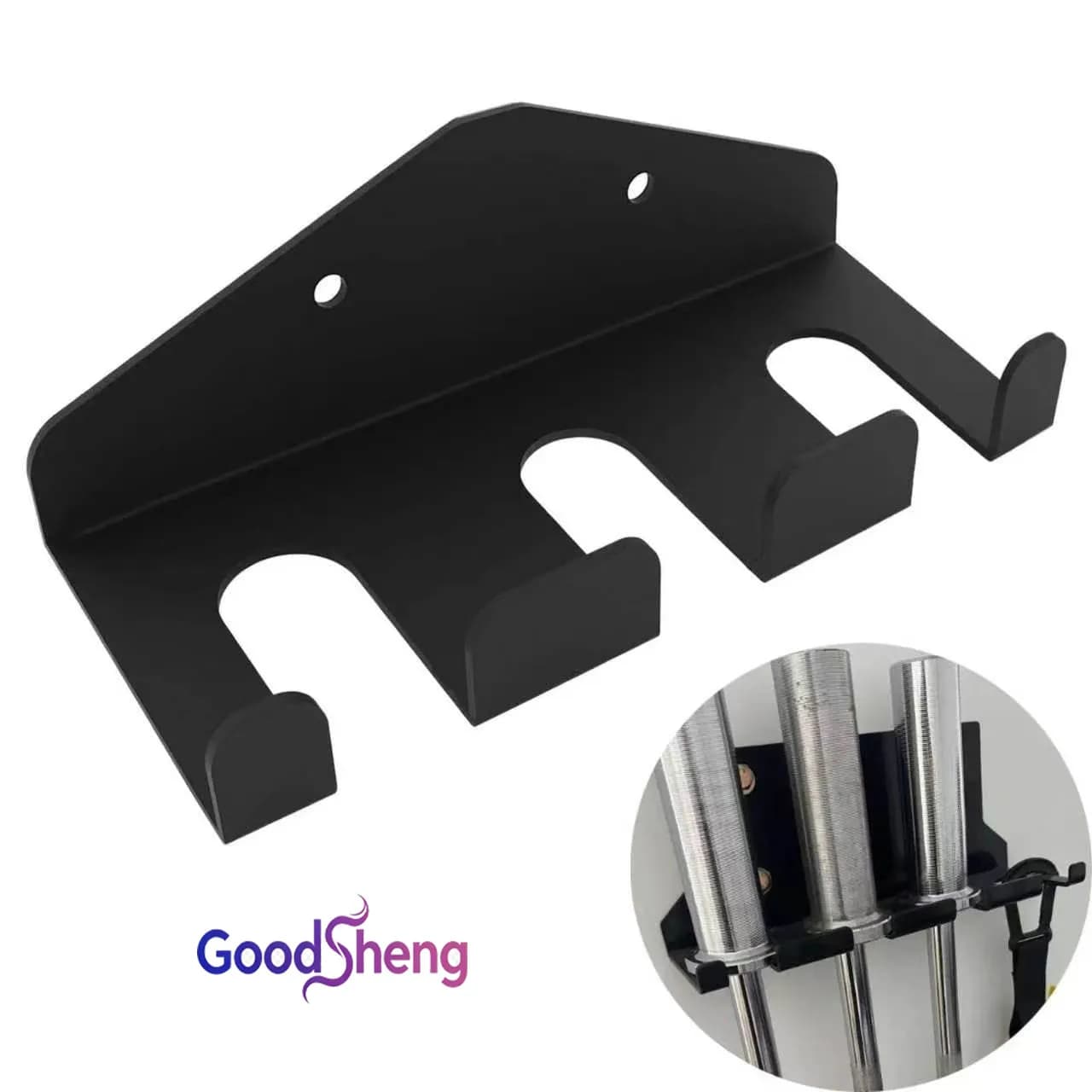 GOODSHENG Barbell Storage Rack Barbell Stand Multiuse Sturdy Wall-mounted Weight Bar Holder Barbell Hanger for Home Commercial