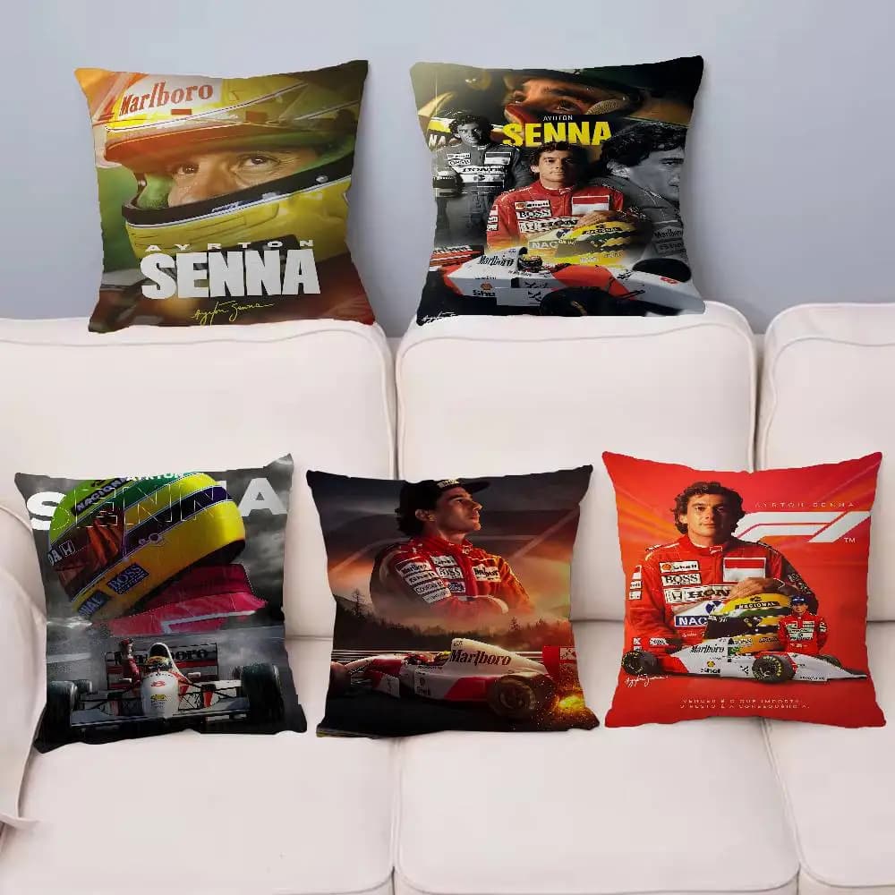 Ayrton Senna Classic Vintage Cushion Cover Car Throw Pillow Case For Sofa Car Christmas Gift 40x40cm 45x45cm