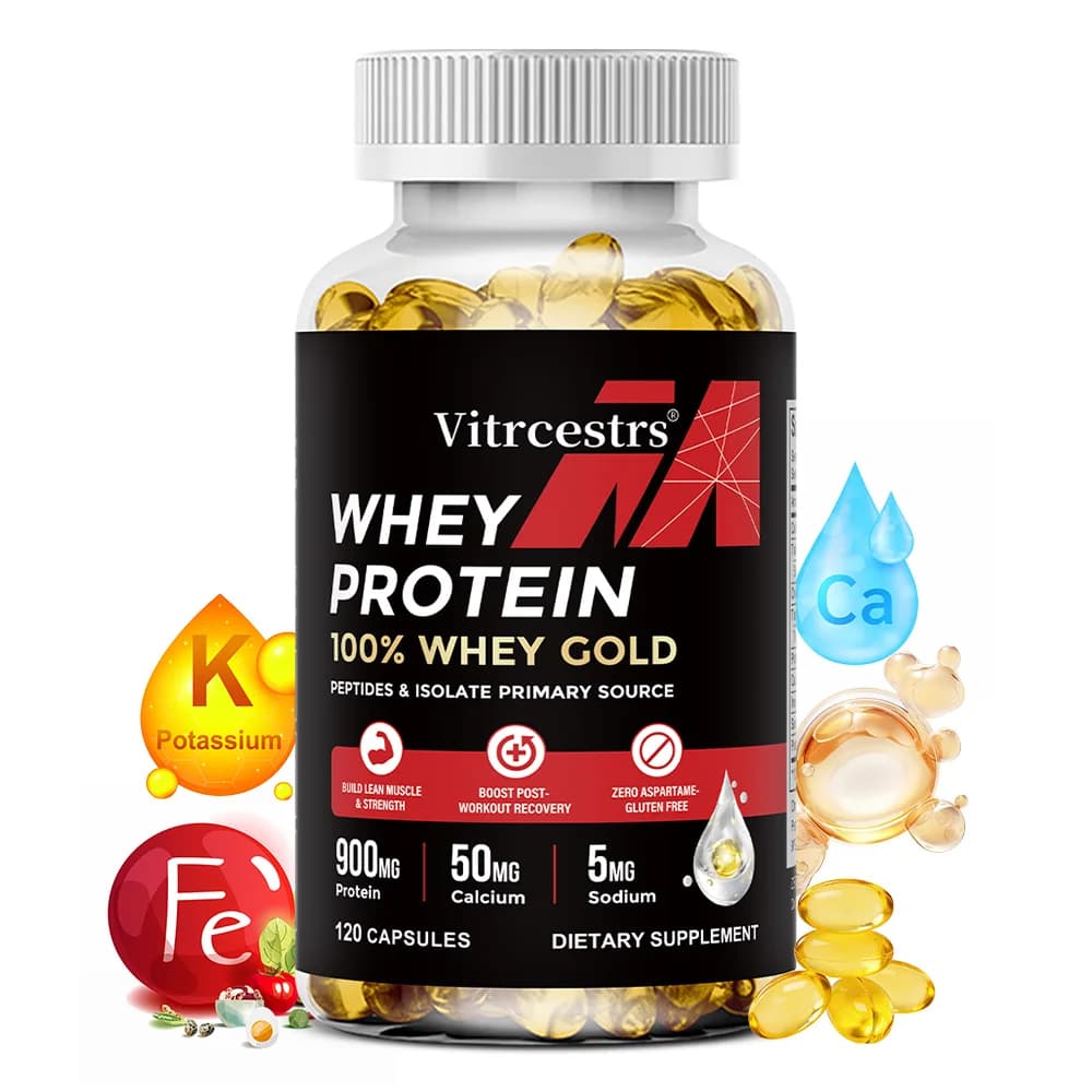 Capsule di Proteine del Siero di Latte Concentrate - 900mg di Proteine, Recupero Post-Allenamento, Salute Muscolare e Potenziamento Immunitario, Senza Glutine e Non OGM