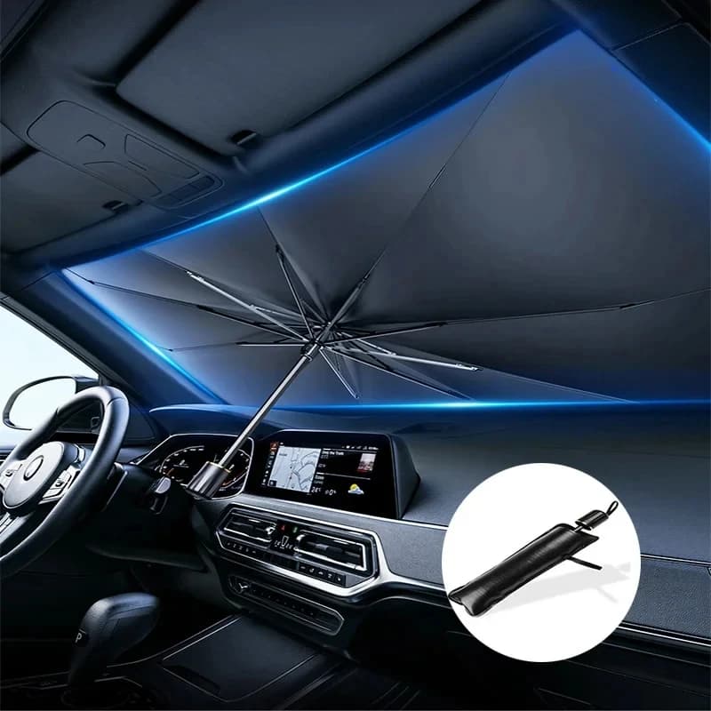 Car Sunshade Umbrella Front Windshield Silver Glue Sunshade Umbrella Uv Resistant Folding Car Umbrella Car Sunscreen JJ2286