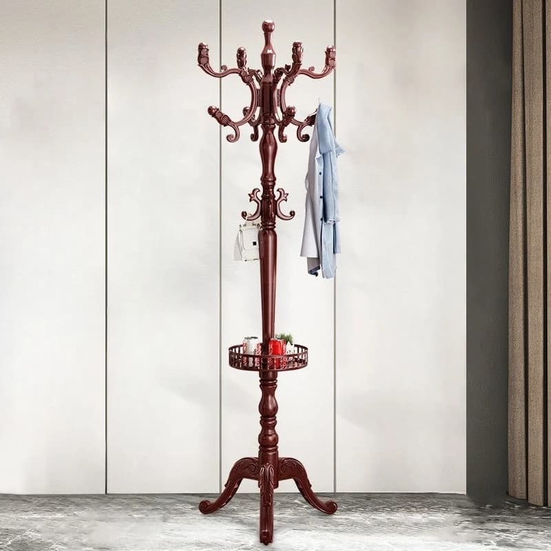 Solid Wood Coat Rack Entrance Hall Clothes Racks Multifunctional Floor Corner Hanger Living Room Clothing Organizer Shelves