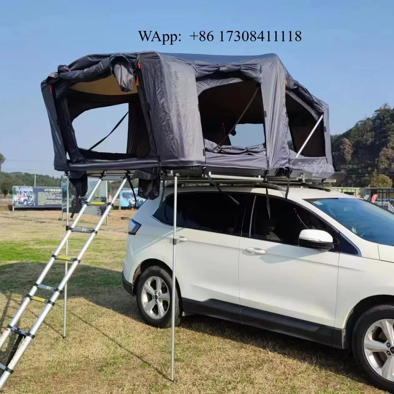 Tenda da Tetto per Auto in Lega di Alluminio, Design Pieghevole Antivento a Guscio Rigido per Campeggio sul Tetto dell'Auto