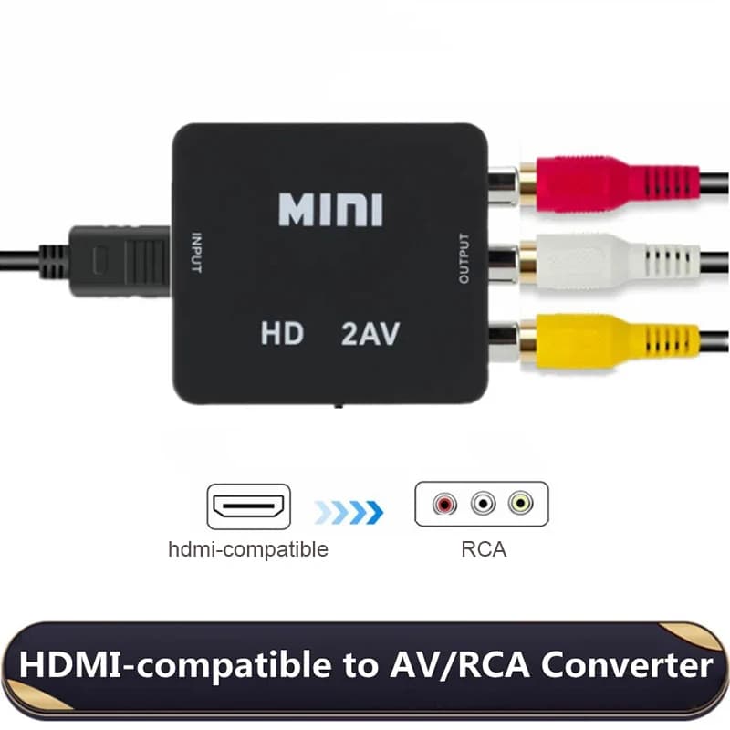 HDMI-compatible converter with RCA AV/CVBS L/R Set Top Box Up Scaler 1080P MINI Box HD2AV for PC HDTV projector