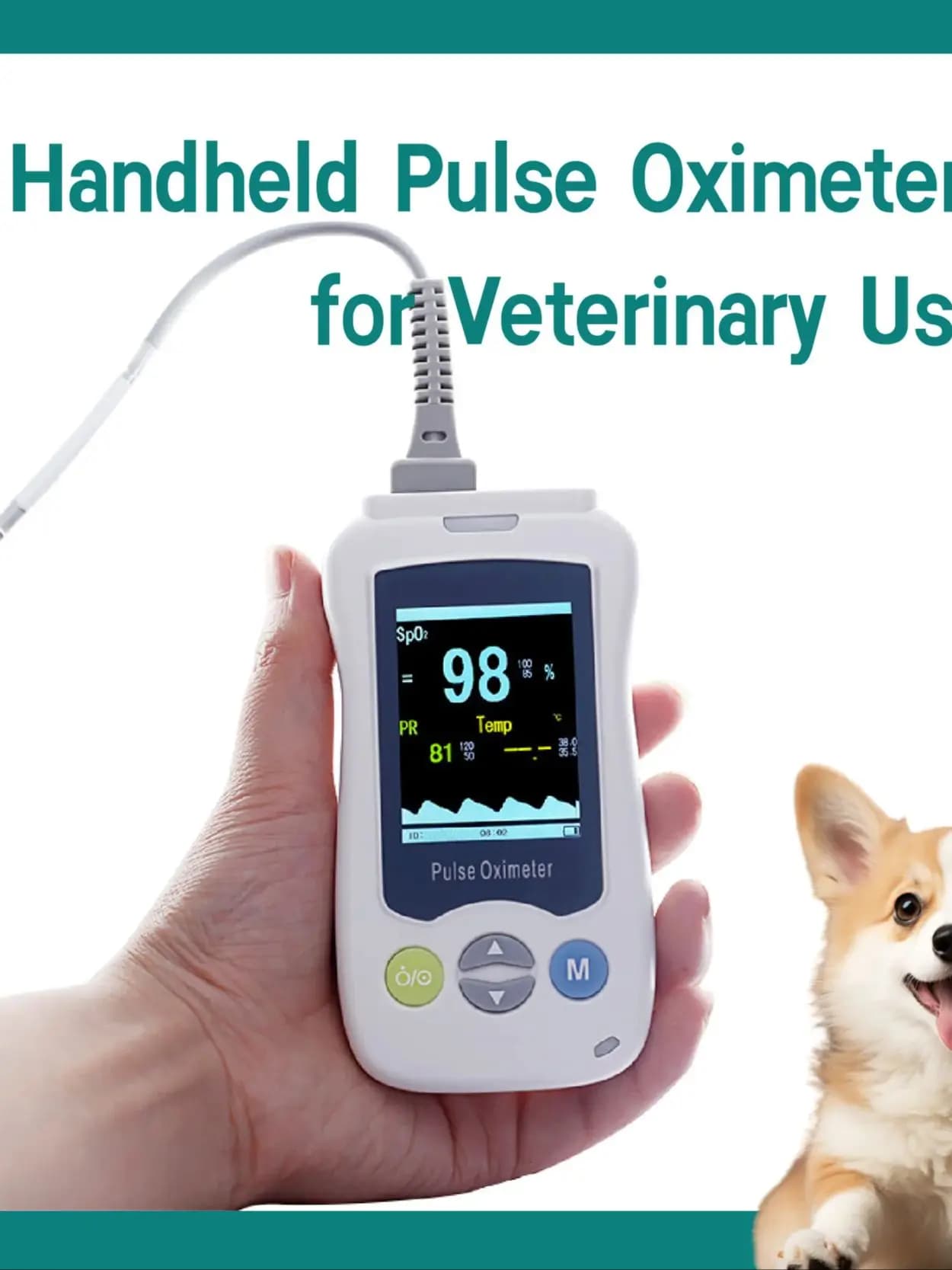 Portable pulse oximeter monitor for heart rate and oxygen saturation SPO2 veterinary doctor and PR, pet clinic equipment