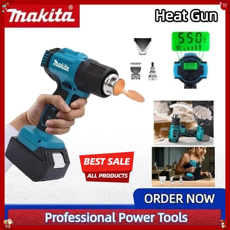 Makita 550 ° Pistola ad Aria Calda Senza Fili con Display LED, Controllo della Temperatura per Saldatura e Lavori Termici