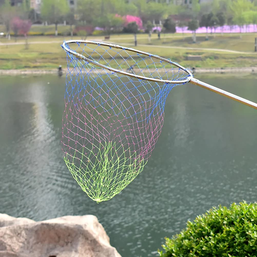 Testa di Guadino Pieghevole da Pesca 40cm con Rete in Nylon e Anello in Acciaio Inossidabile, Ricambio Portatile per Attrezzatura da Pesca alla Carpa in Acqua Dolce