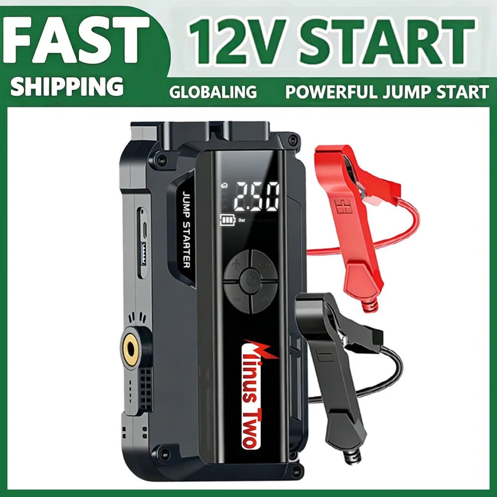 All-in-One Car Jump Starter with Air Compressor & OBD Diagnosis & Outdoor Camping Lights Emergency Boosters