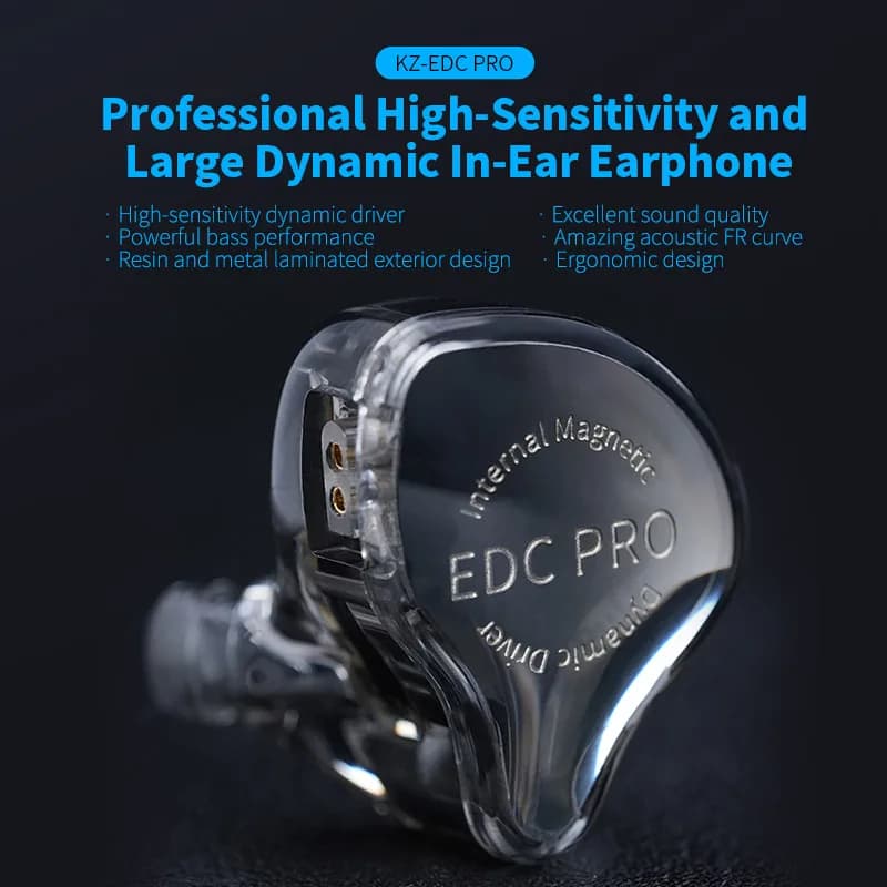 KZ EDC PRO HIFI 3.5MM AUX Wired Earphone Dynamic High Performance Monitor In-Ear Earbuds IEM Detachable Cable Choice