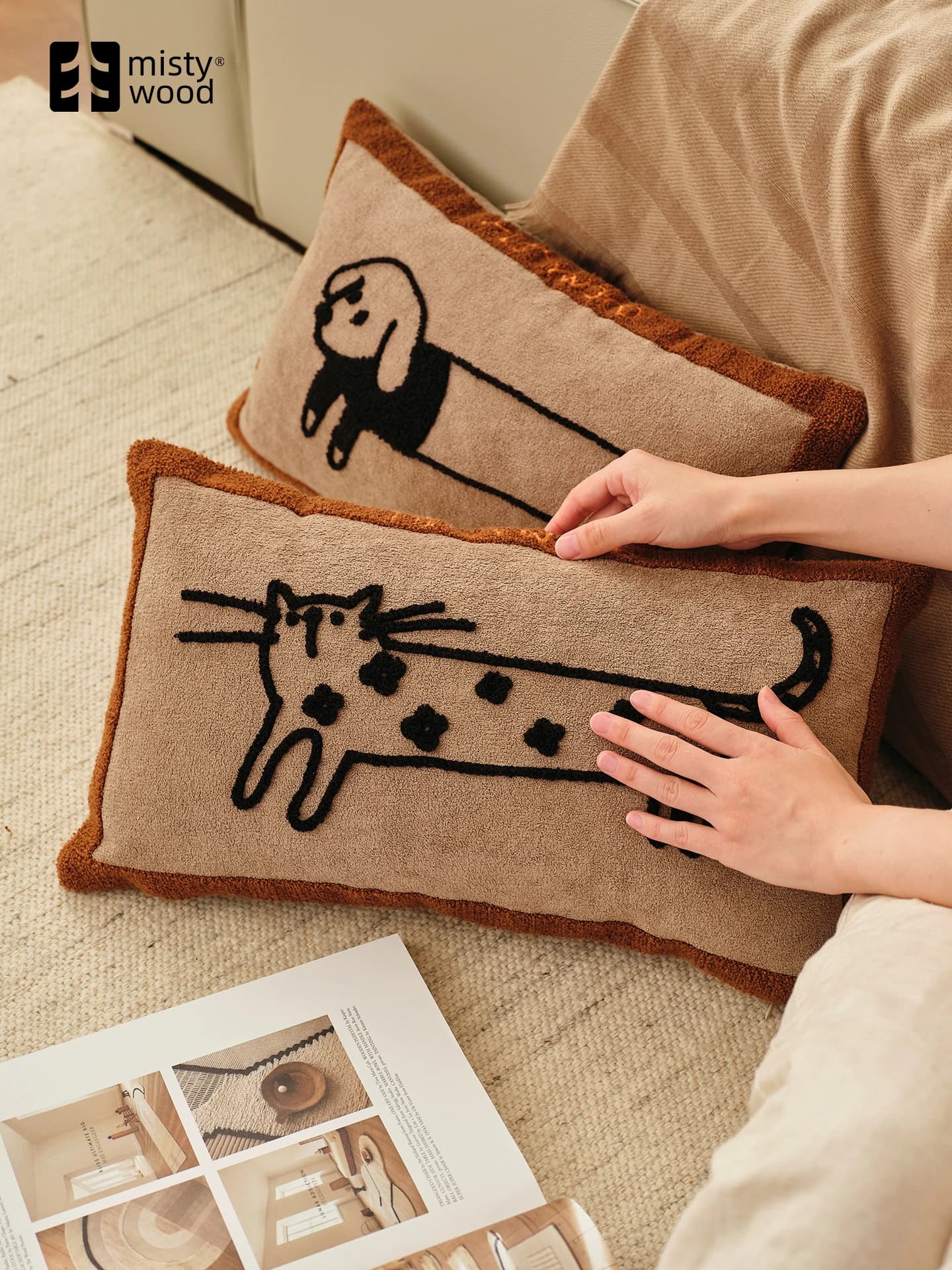 Cuscino per Cani dal Design Originale, Copricuscino Lombare per Divano Soggiorno, in Fibra di Poliestere, Rimovibile e Lavabile
