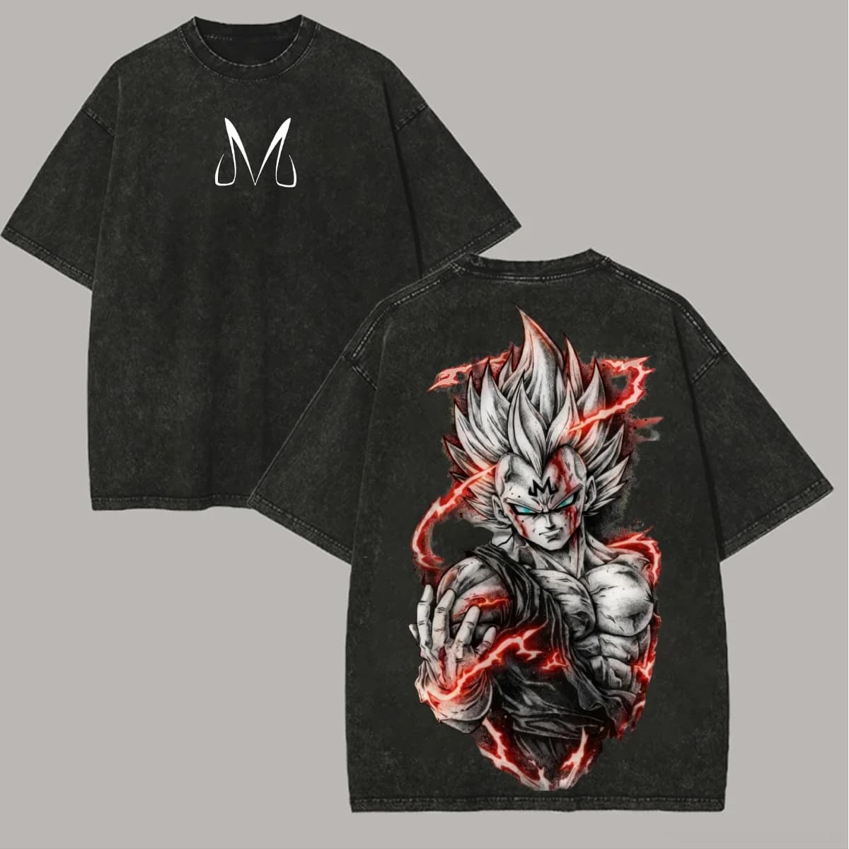 Dragon Ball Z Majin Vegeta Oversized Vintage Anime Washed T Shirt Spring Summer Men's Women Cotton Casual Tee Top Streetwear