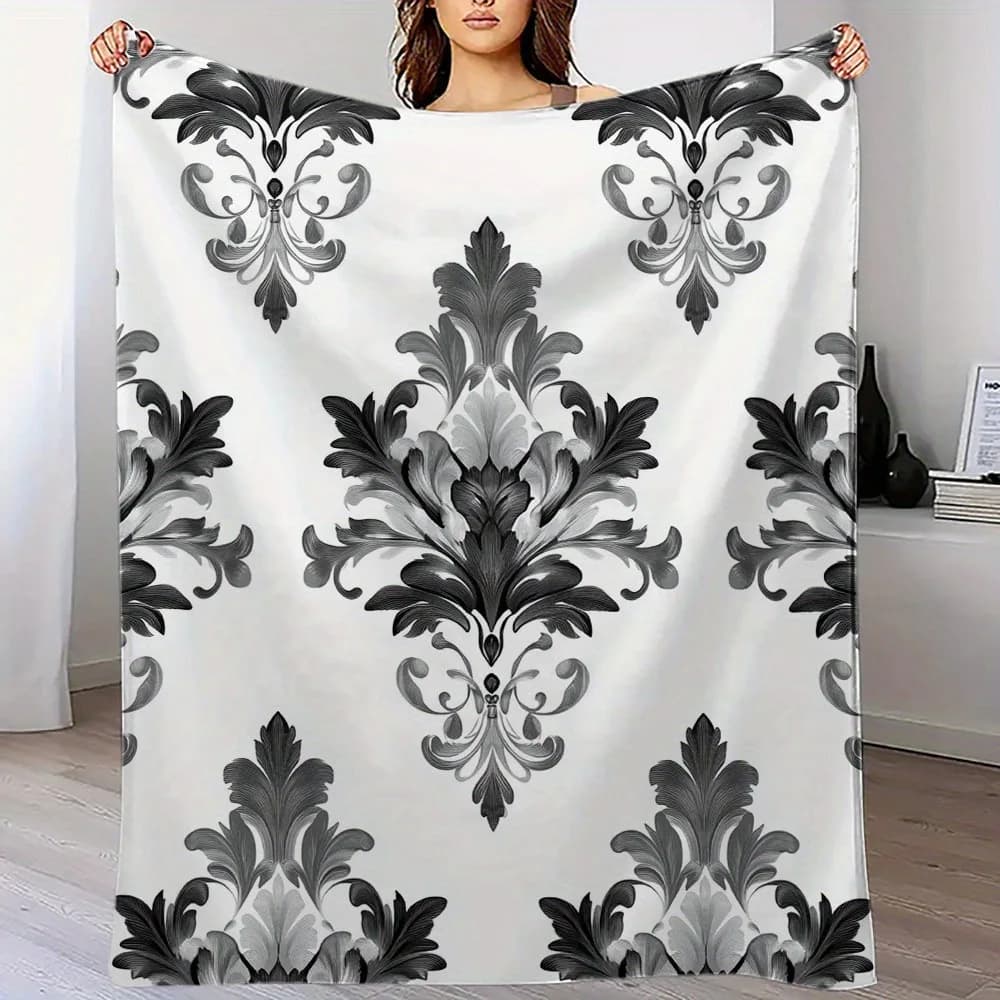 Coperta con rivestimento in flanella di velluto per camera da letto in poliestere stampato digitale con motivo dell'emblema dell'Iris. Coperte morbide in pile per letti