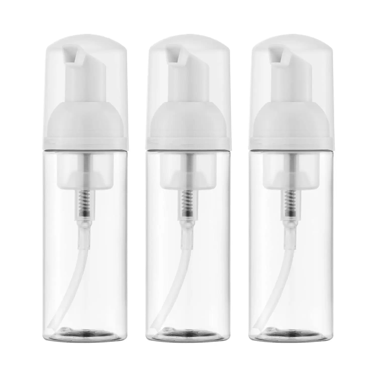 Flacone da viaggio con pompa per schiuma 2oz - Confezione da 3 mini dispenser di sapone schiumogeno, contenitore portatile in plastica trasparente a prova di perdite per sapone mani, shampoo ciglia, approvato TSA