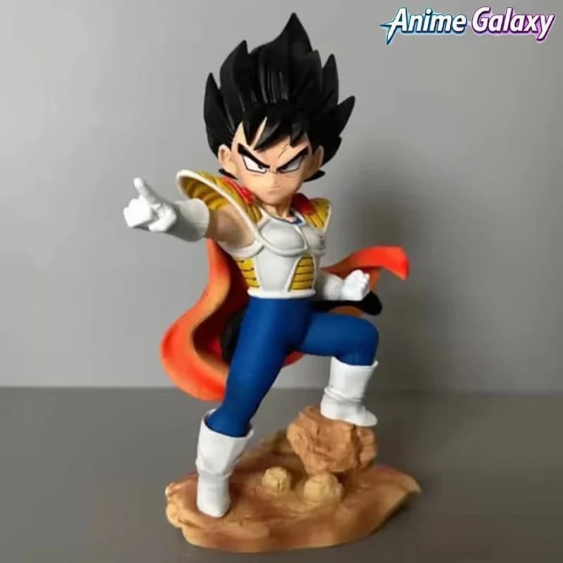 Action Figure Super Saiyan Young Vegeta Shk Studio Chibi Capelli Neri con Mantello Base Scenica Modello Anime DBZ Statua in PVC da Collezione