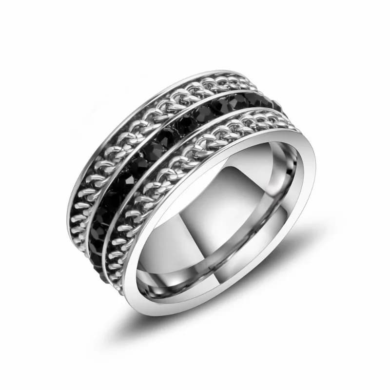 Gioielli a vento Seiko Anello in acciaio al titanio Anello con catena di diamanti Chiave per anello coda punk rock SA1014