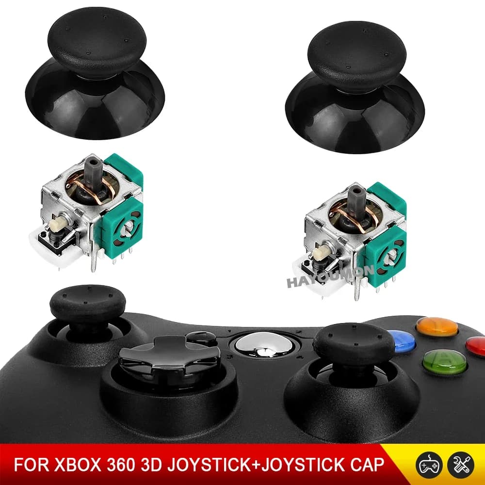 2/10 Pezzi Stick Analogico 3D per Gamepad Xbox 360, Modulo Sensore Joystick per Controller X360 con Cappucci per Joystick, Accessori