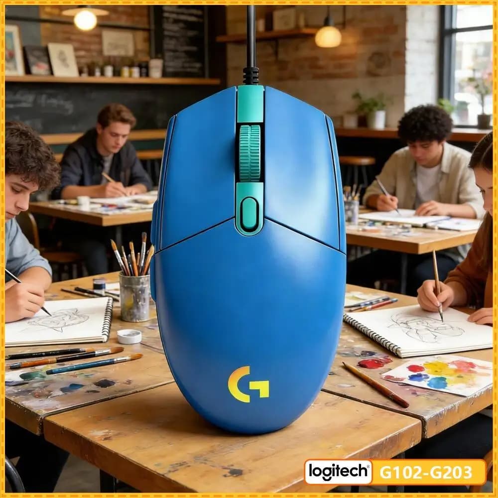 Logitech G203 LIGHTSYNC Wired Mouse Gaming-Grade 8000 DPI 16.8M RGB Colors 6 Buttons On-Board Memory Mac PC Fast