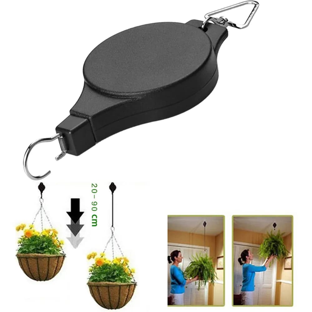 Puleggia retrattile telescopica Pull Down Hanger per piante in vaso gancio per piante in vaso regolabile gancio per fiori appeso