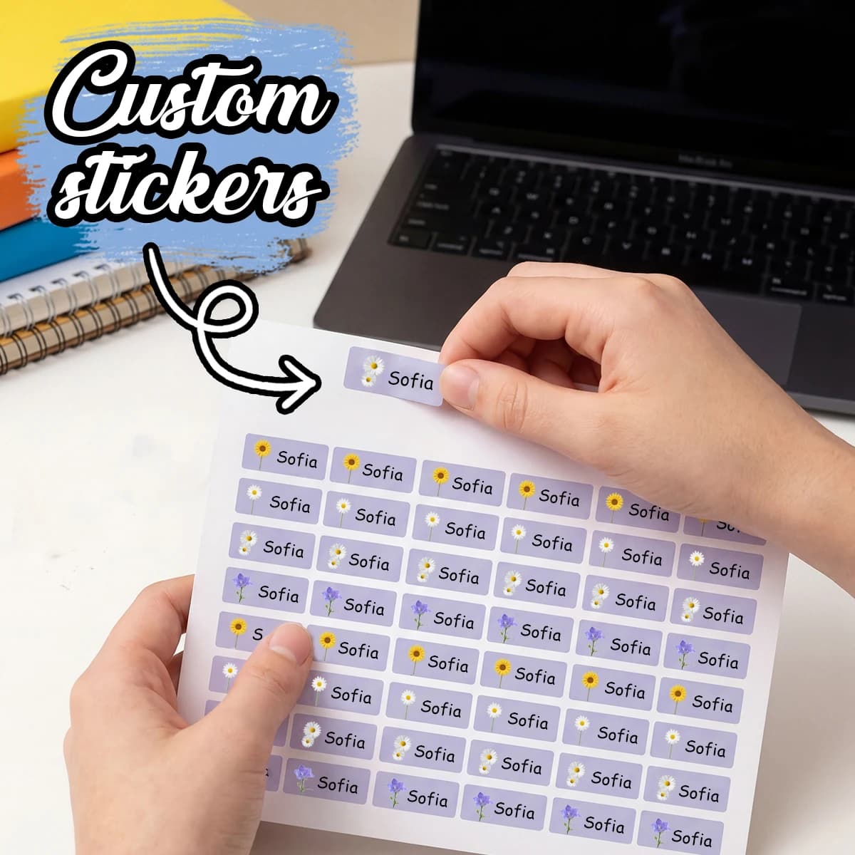 Custom Name Tag Stickers, Soft Pastel Minimalist Aesthetic Personalized Stickers, Custom Stickers, Customizable Name Labels Gift