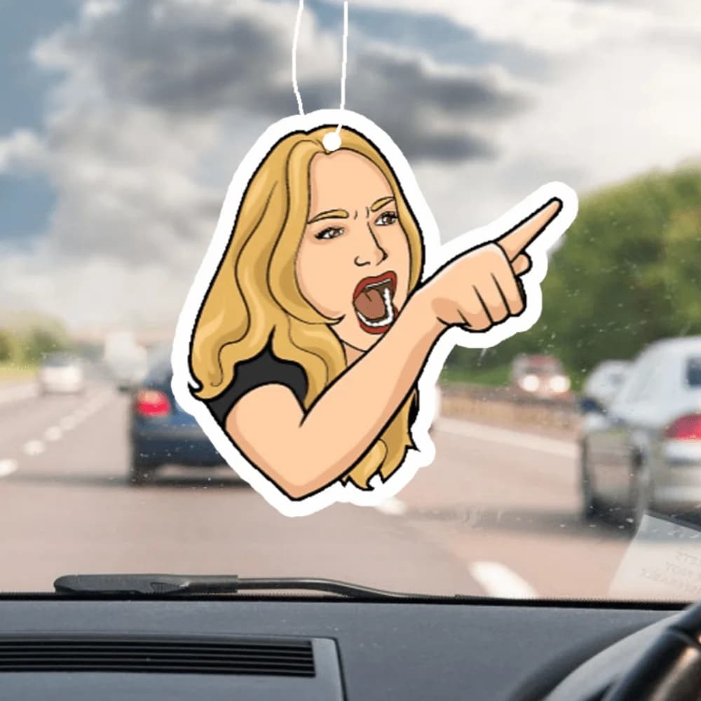 Angry Woman Ventilation Car Perfume Hook - quote Rage "You Dare Say Again", hanging for mirror air intake, lasting fragrance