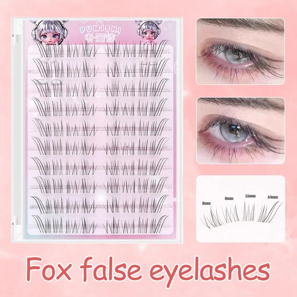 Fox Eye natural eyelashes Extensions self-adhesive eyelashes Thin belt Single fake lashes do-it-y 8-14mm Easy to apply