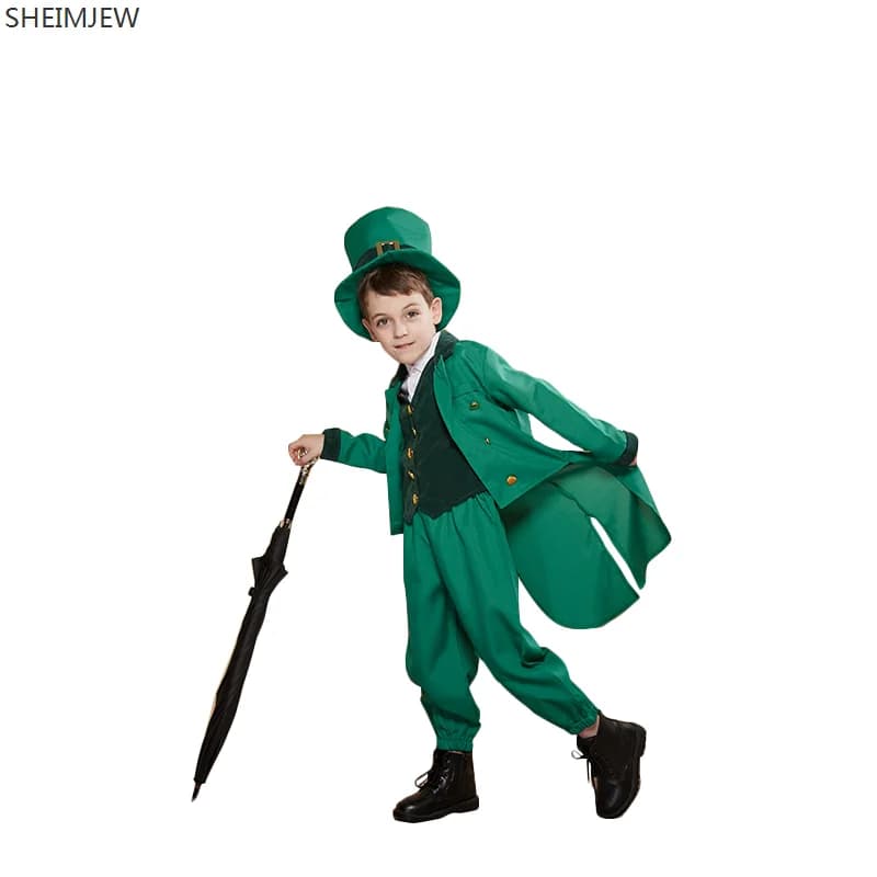 2024 Verde Irlanda St.Patrick Day Outfit Costume di Carnevale per adulti Leprechaun Cosplay Cappello per bambini in maschera per la famiglia