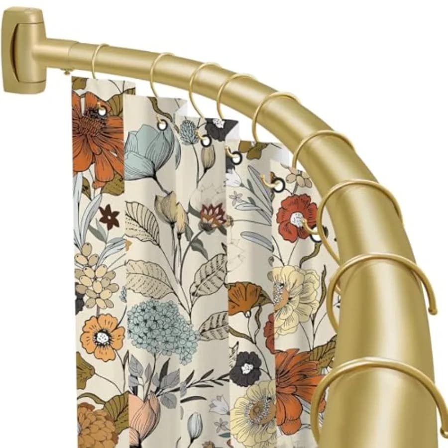 Asta per Tenda Doccia Curva 35-82 Pollici 2.9-6.8 Piedi, Asta Doccia Rotonda Antiruggine per Bagno e Vasca, Asta per Tenda Doccia Regolabile ad Arco