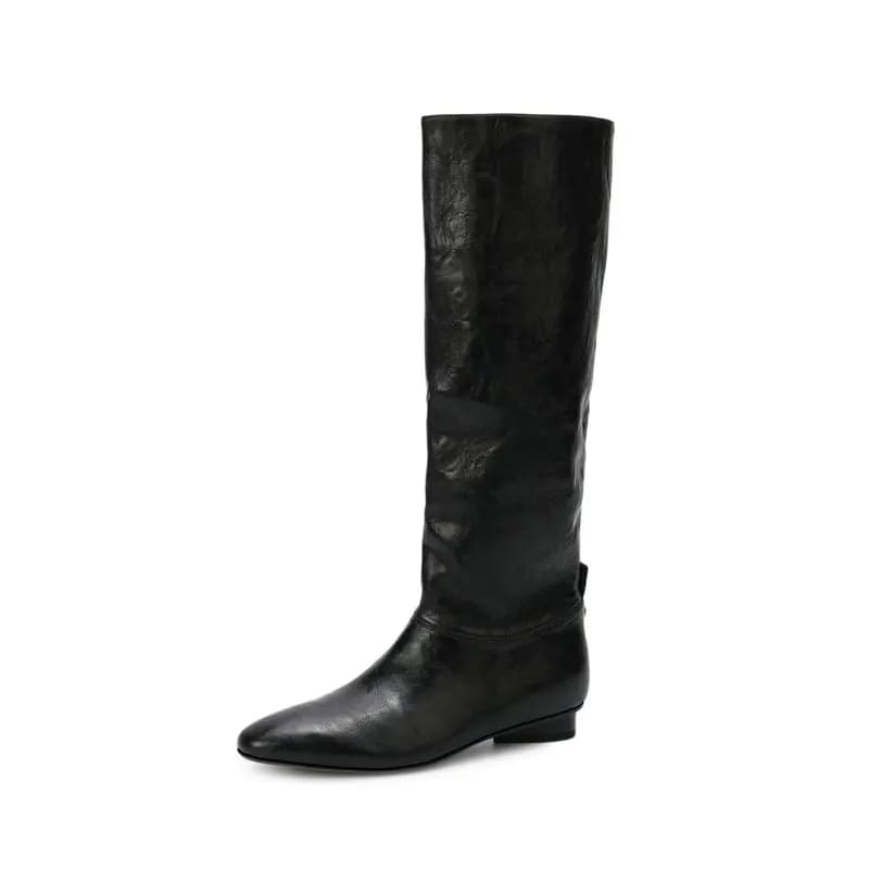 2025 Nuovi stivali da donna al ginocchio Stivali lunghi moderni da cavaliere Scarpe da festa sexy alla moda in vera pelle