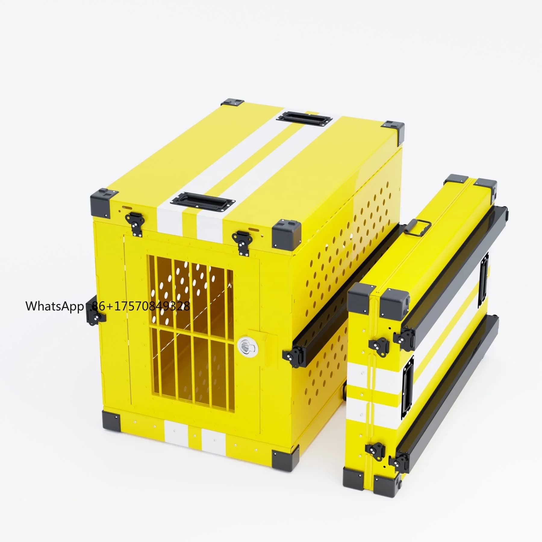Outdoor Impact Resistant Foldable Heavy Aluminum Pet Cage Thickened Breathable Dog Crate Travel Carrier Bag Stainless Metal