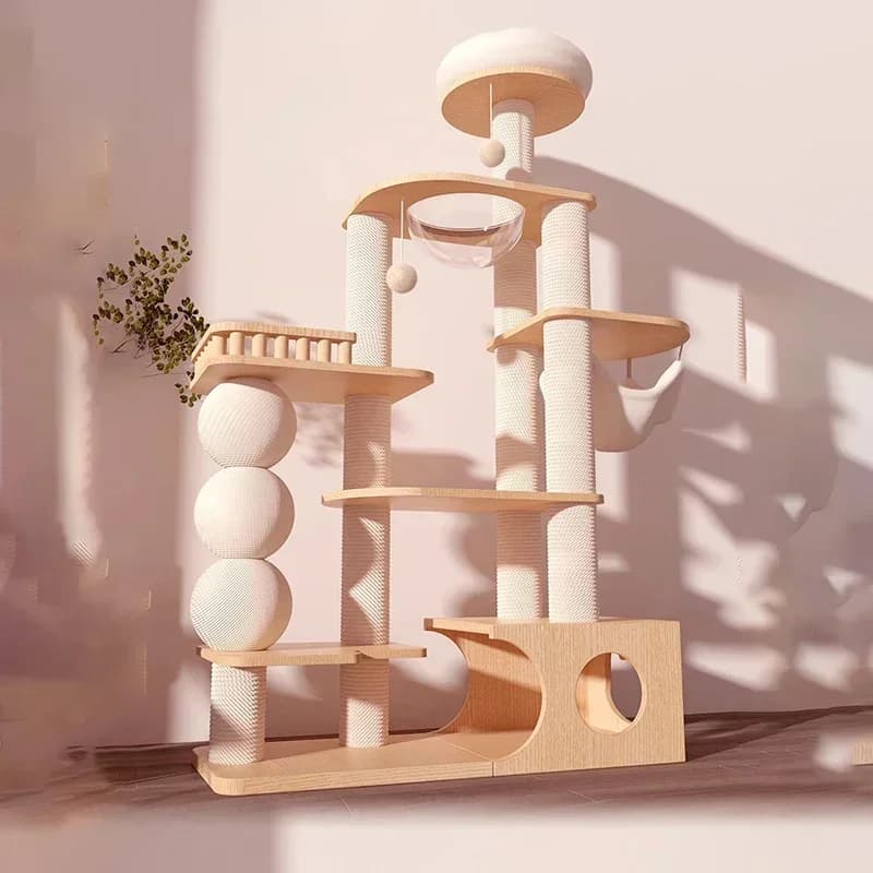 Torre Tiragraffi per Gatti con Letto e Scale, Lussuosa Villa Grande con Parco Giochi, Set per Arrampicata per Gatti, Accessori per Gatti, Prodotto per Animali Domestici in Offerta
