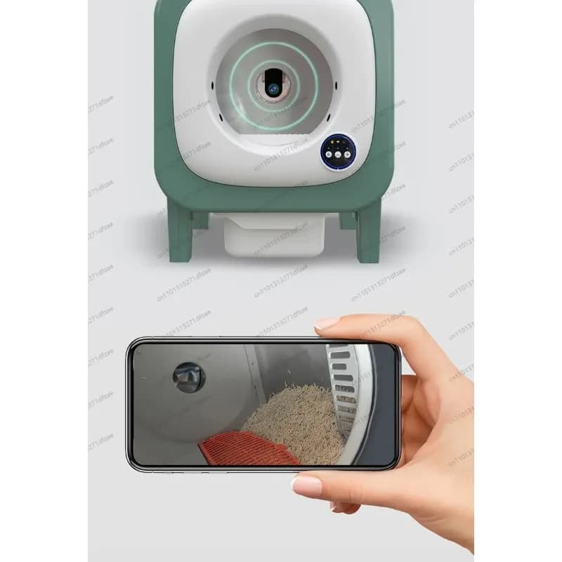 Lettiera elettrica per gatti con pulizia completamente automatica con fotocamera, ampio scomparto per animali domestici, toilette intelligente semi chiusa per gatti